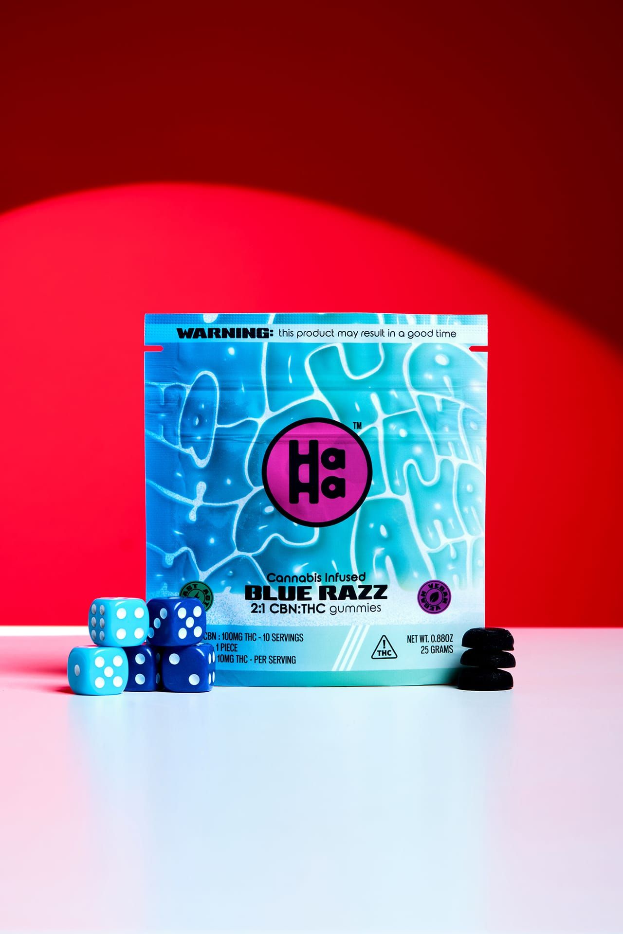 HaHa Blue Razz Gummies 2:1 200mg CBN : 100mg THC 10pk